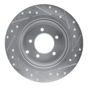 Chrysler 200 Brake Rotor (1) - Rear Left - R1 Concepts - Drilled & Slotted - Silver - `07-`17